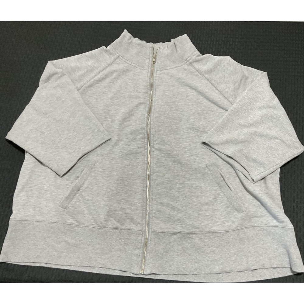Venezia Jacket Womens 22/24 Gray French Terry Full Zip Collar 3/4 Sleeve Pockets